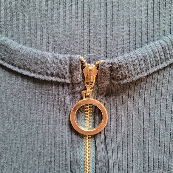 Guilty | Blue Zip Mini Dress | Womens M | Casual Silver Hardware - Picture 3 of 9